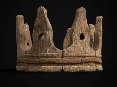 Kid Wooden Crown Low-poly 3D model