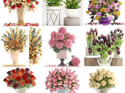 Collection of bouquets 40 pieces 3D model