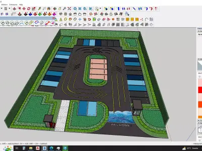 Urban Parking Lot - Realistic 3D Model  3D model