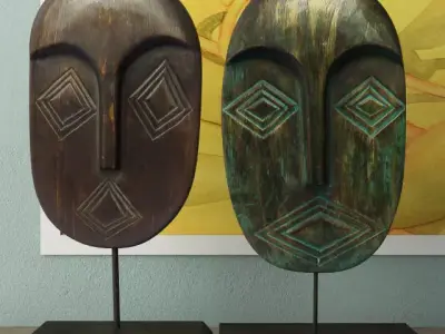 Albesia Wood Mask Decoration 3D model