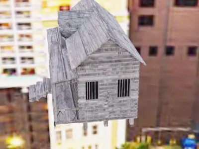 Low Poly Old House  Low-poly 3D model