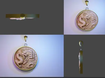 Chinese Dragon Pendant  3D print model
