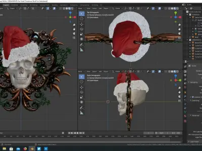 Christmas Santa Skull and Ornaments 3D model