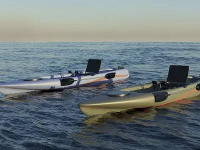 Kayak 3D model two kayaks floating in ocean 3D Model Pack