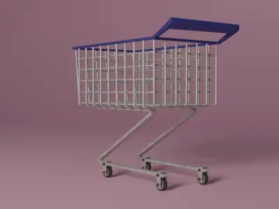 Shopping Cart Low-poly 3D model