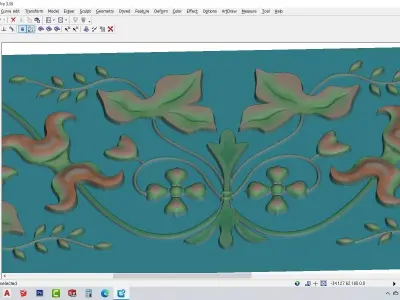 CNC gold-plated sculpted wooden frame pattern 3D model