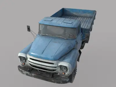 blue truck  Low-poly 3D model