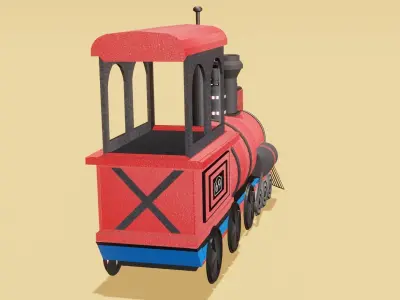 Cartoon Train Free low-poly 3D model