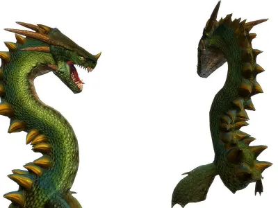 Water dragon Low-poly 3D model