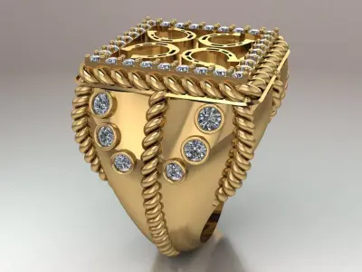 Horseshoe Signet ring 3D print model