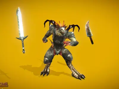 RPG Dragon Warrior Low-poly 3D model