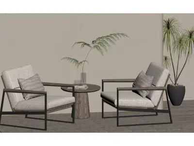 Nordic-style single-seater sofa 3D model