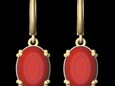 Luxury Classic Earing - Red Opal 3D print model