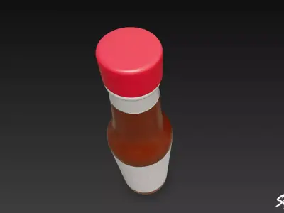 Hot Sauce Bottle Low-poly 3D model