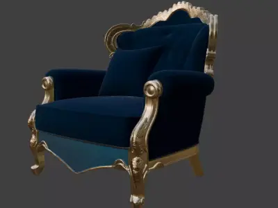 Luxury Navy Wingback Armchair 3D model
