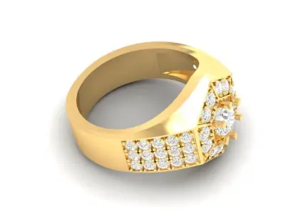 Luxury Geometric Diamond Cluster Ring for Men 152 3D print model