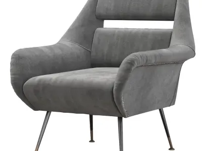 Enamel and Leather Armchair by Gio Ponti 3D model
