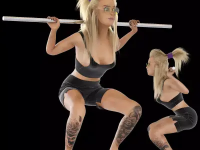 body builder sport girl 3D model