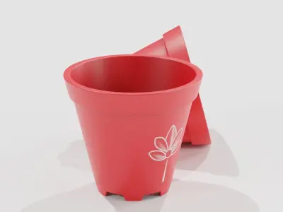 Red Plastic Vase Low-poly 3D model