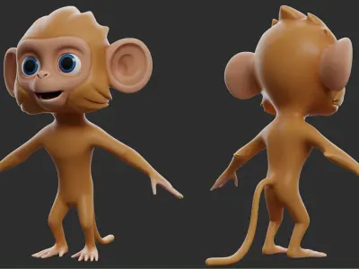Monkey Cartoon II Low-poly 3D model