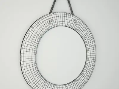 Round Wood And Jute Mirror by ZARA HOME 3D model