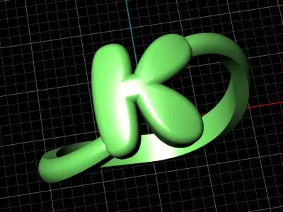 K alphabet baypass ring 3D print model