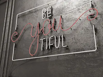 Neon Sign Bea You Tiful 3D model