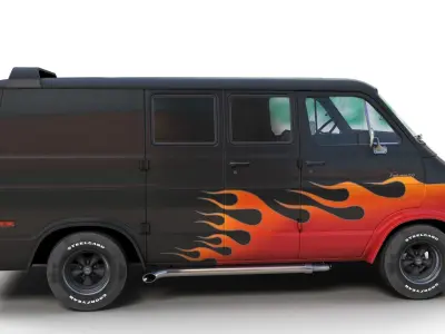 Dodge custom van Low-poly 3D model