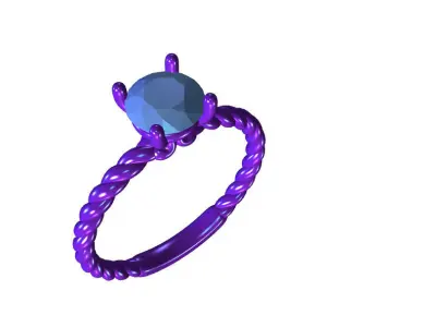 di021 diamond engagement ring with twist 3D print model