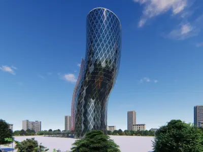 Skyscraper Block Building 3D model