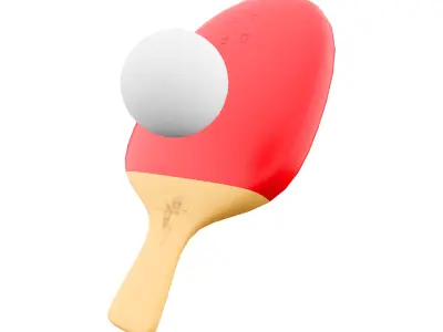 3d  table tennis racket and ball icon 3D model
