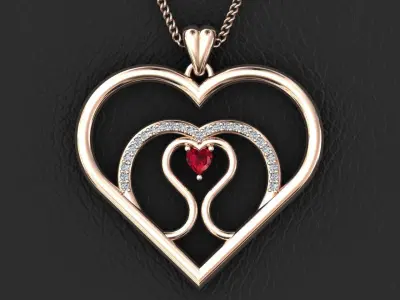 Pendant Heart Diamond 3D print model