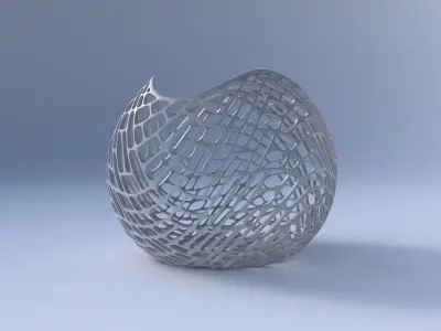 Bowl Spheric wavy with lattice tiles 3D print model