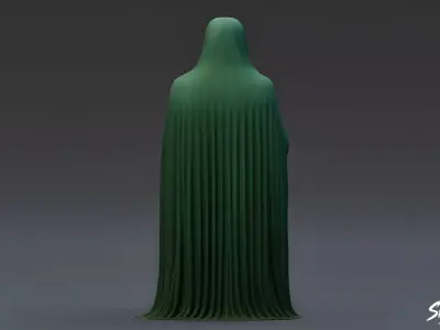 Ghost Statue Seated Thoughtful Low-poly 3D model