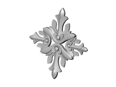 Floral cross rosette applique carving molding relief onlay 3D print model