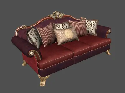 Ambiance Sofa Capitones 3 Seat sofa VR AR 3DModel 3D model