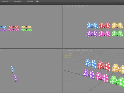 Six bow hair bands -  hairpins - head decoration Low-poly 3D model