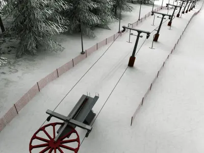 Ski slope lift mountain pack 3D model