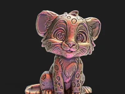 cute cartoon tiger pentant 3D print model