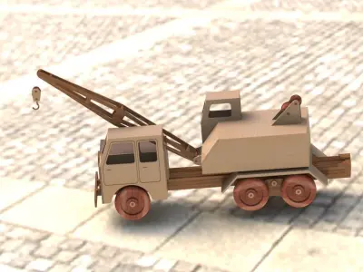 Truck toy with crane Free 3D model