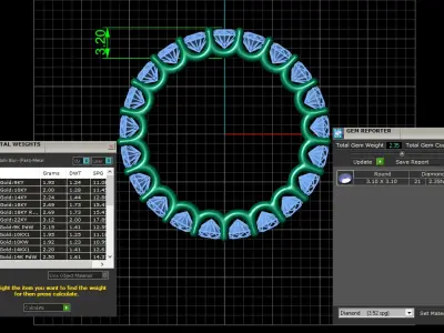 U Shaped Eternity Ring 3 point 1 mm stone size swiss 10 and EU50 3D print model