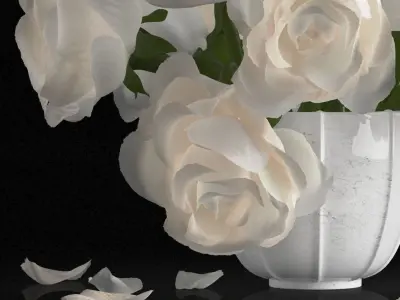 White rose bouquet 3D model