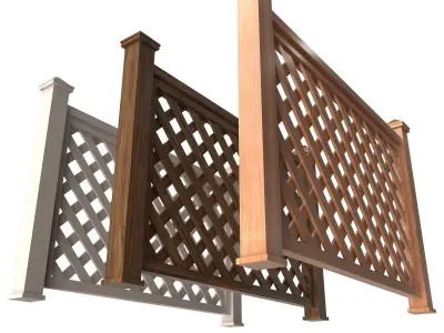 Wooden Fence 02 Low-poly 3D model