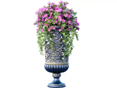 Flowerbed Bouquet Magnolia plant in a classic tall Luxury  vase 3D model