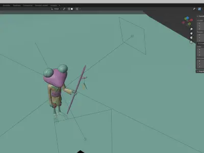 dweller frog holding stick 3D model