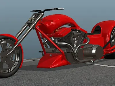 Brouhard Design V-4 Softail Chopper - High Poly 3D model