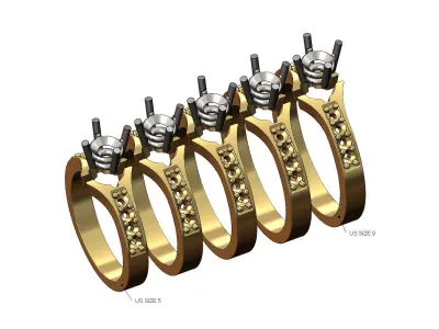 2 tone diamond ring US sizes 5to9 3D print model