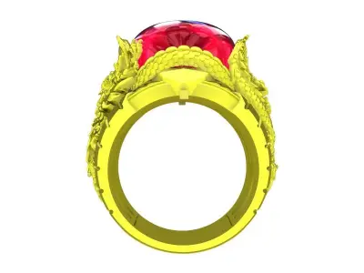 A4765 Oval Ruby Chinese Dragon Men Ring 3D print model