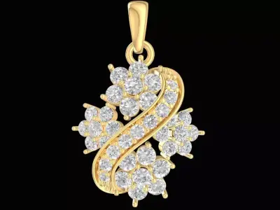 Luxury Floral Swirl Diamond Pendant  2494 3D print model