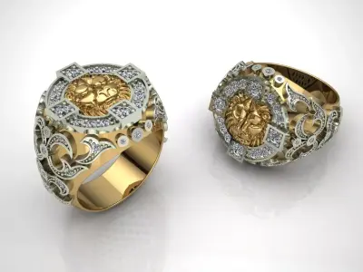 Lion ring Gold 3D print model